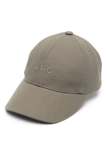 A.P.C. logo-embroidered cotton cap - Verde