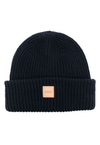 A.P.C. logo-appliqué wool-blend beanie - Blu