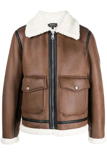 A.P.C. faux-shearling trim bomber jacket - Marrone