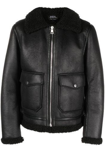 A.P.C. faux-shearling trim bomber jacket - Nero