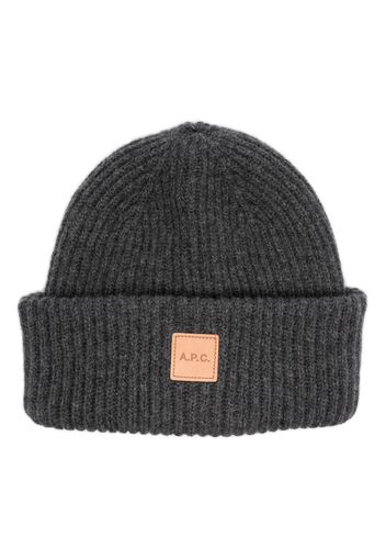 A.P.C. Michelle logo-patch beanie - Grigio