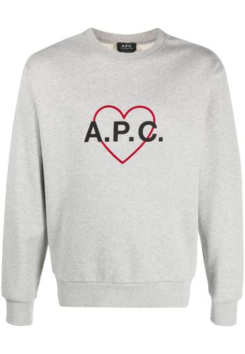 A.P.C. heart logo-print sweatshirt - Grigio