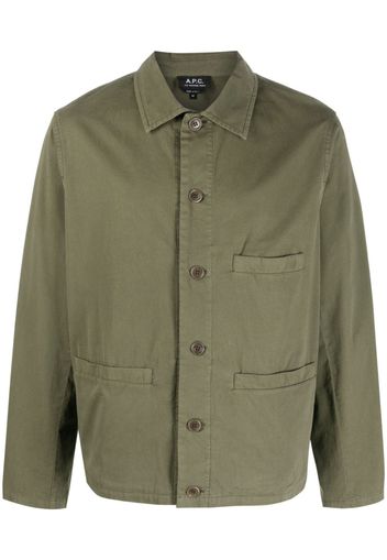 A.P.C. single-breasted cotton shirt jacket - Verde