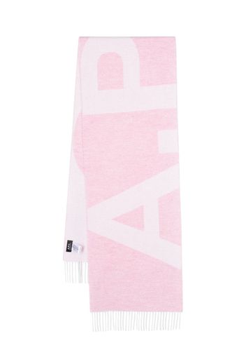 A.P.C. intarsia-knit logo scarf - Rosa