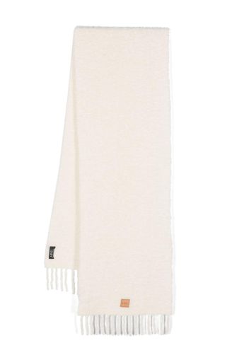 A.P.C. logo-patch fringed-edge scarf - Bianco