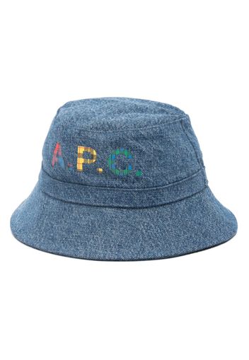 A.P.C. logo-print bucket hat - Blu