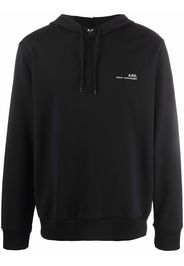 A.P.C. logo-print cotton drawstring hoodie - Nero