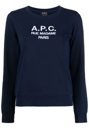 A.P.C. Tina logo-embroidered cotton sweatshirt - Blu