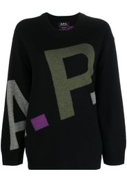 A.P.C. logo-print wool jumper - Nero