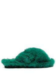 Apparis crossover-strap faux fur slides - Verde