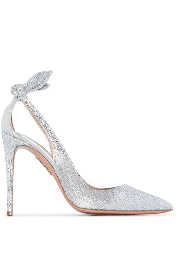 Silver Deneuve 105 Sequin and Leather Slingback Pumps