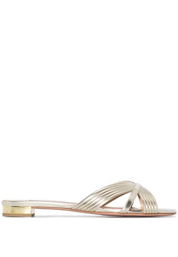 Aquazzura Sundance metallic flat sandals - Oro