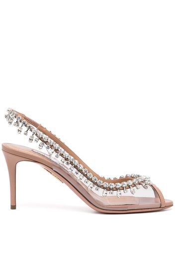 Aquazzura Pumps Temptation Crystal con cinturino posteriore - Bianco