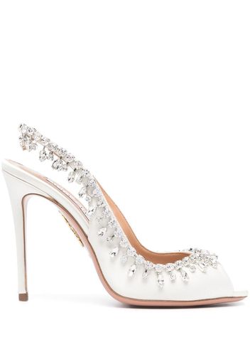 Aquazzura Sandali Temptation con decorazione di cristalli 105mm - Bianco