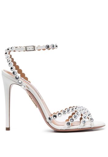 Aquazzura Sandali Tequila con decorazione di cristalli 115mm - Bianco