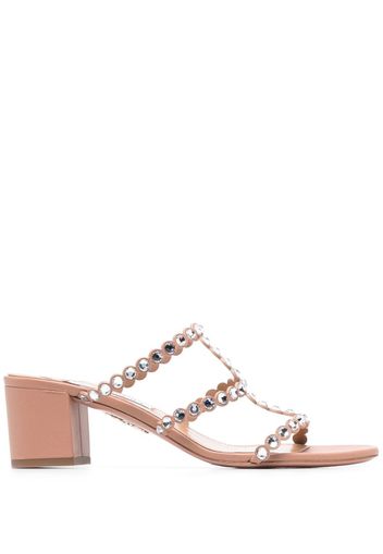 Aquazzura 55mm crystal-embellished open-toe sandals - Toni neutri