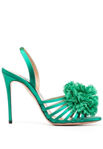 Aquazzura Love Carnation 105mm embellished satin sandals - Verde