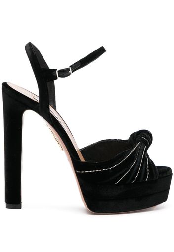 Aquazzura Atelier Plateau 130mm velvet pumps - Nero