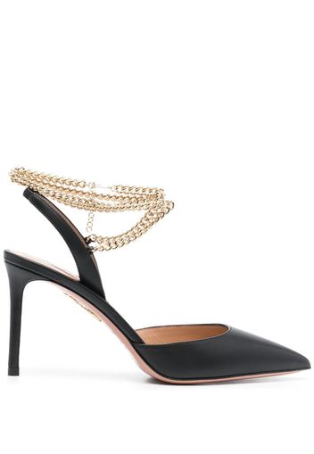 Aquazzura Flash 95mm leather pumps - Nero