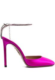 Aquazzura 110mm crystal-embellished satin pumps - Rosa