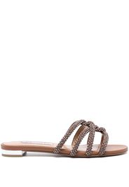 Aquazzura crystal-embellished flat sandals - Marrone