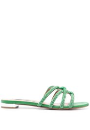 Aquazzura crystal-embellished flat mules - Verde