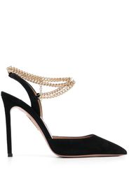 Aquazzura 115mm chain-link suede pumps - Nero