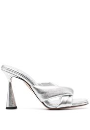 Aquazzura 100mm metallic-finish leather mules - Argento