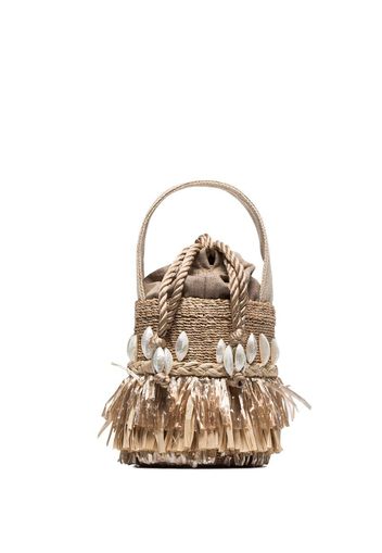 Beige Tenta Abaca raffia bucket bag