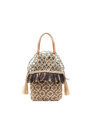 Multicoloured Lambat 2 Abaca beaded raffia bag