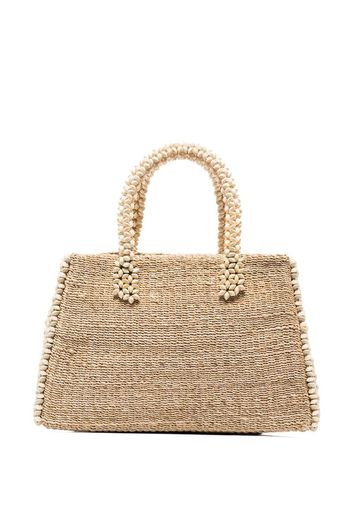 neutral raffia wood straw tote bag