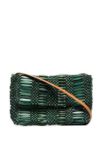 green Clara wooden bead shoulder bag