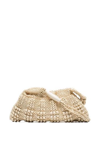 beige beaded shoulder bag