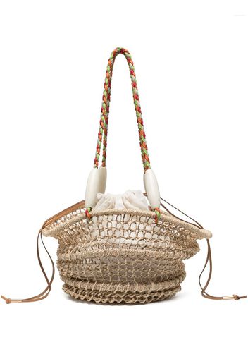 Aranaz woven drawstring tote bag - Marrone