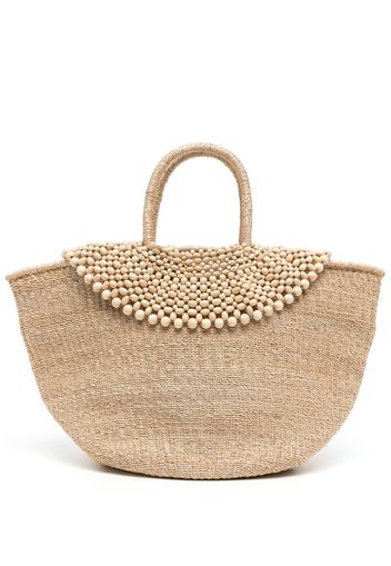 Aranaz Punto beaded tote bag - Toni neutri