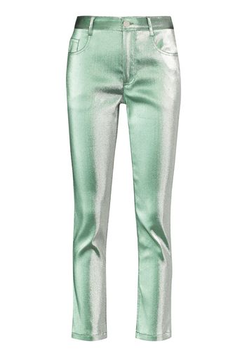 AREA metallic-finish straight-leg trousers - Verde