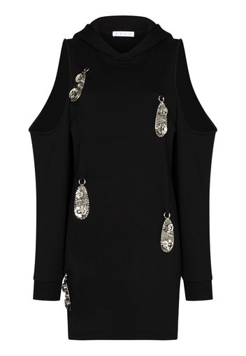 AREA crystal-embellished cold shoulder dress - Nero