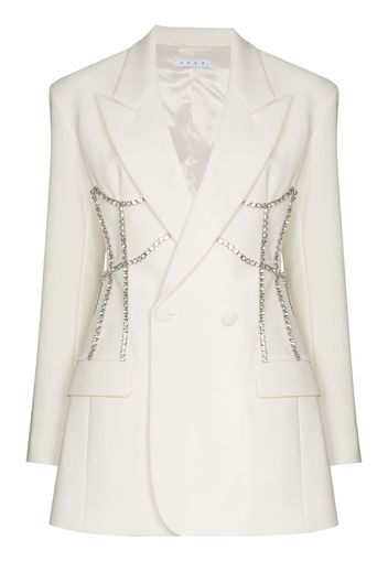 AREA crystal-embellished double-breasted blazer - Bianco