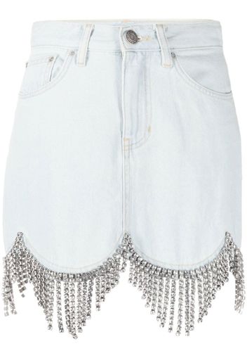 AREA crystal-embellished scallop-trim skirt - Blu