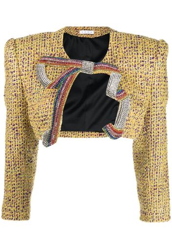 AREA Giacca crop con fiocco di cristalli - Giallo