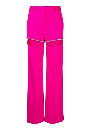AREA Crystal Slit crepe trousers - Rosa