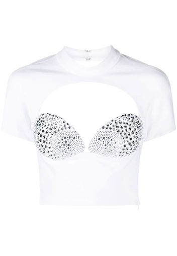 AREA Mussel Cup crystal-embellished T-shirt - WHITE