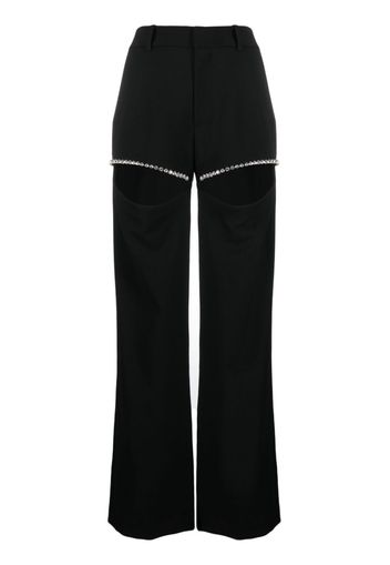 AREA crystal cut-out straight-leg trousers - Nero