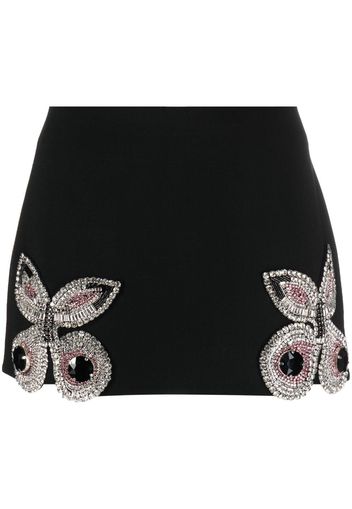 AREA butterfly crystal-embellished mini skirt - Nero