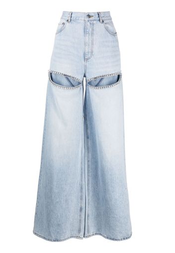 AREA wide-leg crystal jeans - Blu