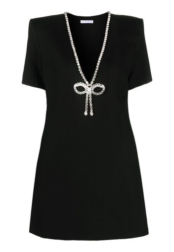 AREA crystal bow V-neck minidress - Nero