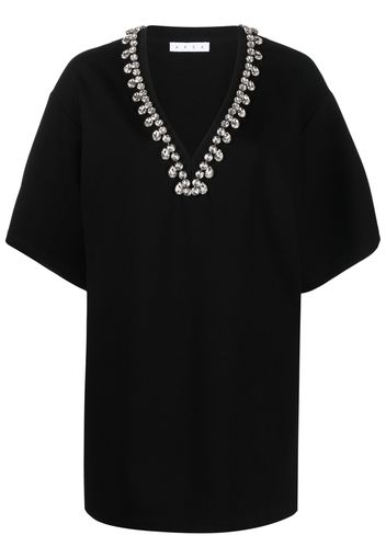 AREA V-neck crystal-embellished T-shirt dress - Nero