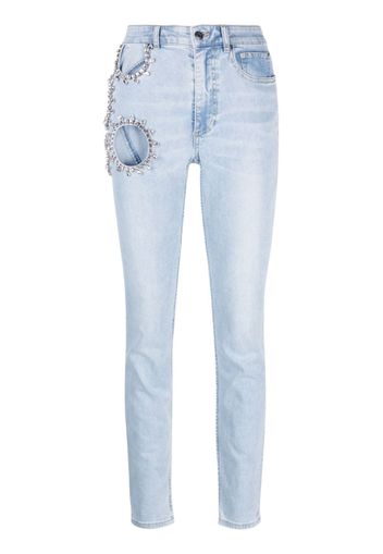 AREA crystal-embellished jeans - Blu