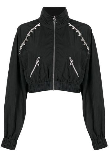 AREA crystal-embellished zip-up jacket - Nero