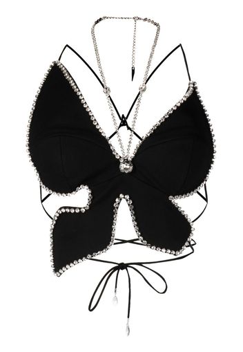 AREA Top Butterfly con cristalli - Nero